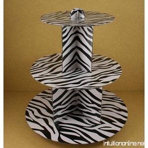 12 Three Tiers Cupcake Stand ALL Zebra Stripped Print (BLACK & WHITE) - B00J4Q2M2U